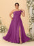 A-Line/Princess One-Shoulder Sleeveless Floor-Length Ruched Plus Size Bridesmaid Dresses With Side Slit