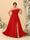 A-Line/Princess One-Shoulder Sleeveless Floor-Length Ruched Plus Size Bridesmaid Dresses With Side Slit