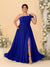 A-Line/Princess One-Shoulder Sleeveless Floor-Length Ruched Plus Size Bridesmaid Dresses With Side Slit