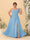 A-Line/Princess One-Shoulder Sleeveless Floor-Length Ruched Plus Size Bridesmaid Dresses With Side Slit