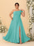 A-Line/Princess One-Shoulder Sleeveless Floor-Length Ruched Plus Size Bridesmaid Dresses With Side Slit