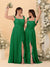 A-Line/Princess Square Neck Sleeveless Ruched Bridesmaid Dresses With Side Slit & Ruffles
