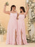 A-Line/Princess Square Neck Sleeveless Ruched Bridesmaid Dresses With Side Slit & Ruffles