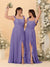 A-Line/Princess Square Neck Sleeveless Ruched Bridesmaid Dresses With Side Slit & Ruffles