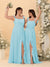 A-Line/Princess Square Neck Sleeveless Ruched Bridesmaid Dresses With Side Slit & Ruffles
