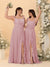 A-Line/Princess Square Neck Sleeveless Ruched Bridesmaid Dresses With Side Slit & Ruffles