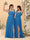 A-Line/Princess Square Neck Sleeveless Ruched Bridesmaid Dresses With Side Slit & Ruffles