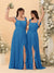 A-Line/Princess Square Neck Sleeveless Ruched Bridesmaid Dresses With Side Slit & Ruffles