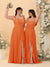 A-Line/Princess Square Neck Sleeveless Ruched Bridesmaid Dresses With Side Slit & Ruffles