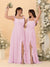 A-Line/Princess Square Neck Sleeveless Ruched Bridesmaid Dresses With Side Slit & Ruffles