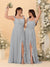 A-Line/Princess Square Neck Sleeveless Ruched Bridesmaid Dresses With Side Slit & Ruffles