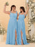 A-Line/Princess Square Neck Sleeveless Ruched Bridesmaid Dresses With Side Slit & Ruffles