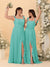 A-Line/Princess Square Neck Sleeveless Ruched Bridesmaid Dresses With Side Slit & Ruffles