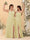 A-Line/Princess Square Neck Sleeveless Ruched Bridesmaid Dresses With Side Slit & Ruffles