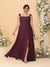 A-Line/Princess Square Neck Sleeveless Plus Size Bridesmaid Dresses With Side Slit & Ruffles