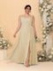 A-Line/Princess Square Neck Sleeveless Plus Size Bridesmaid Dresses With Side Slit & Ruffles
