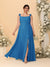 A-Line/Princess Square Neck Sleeveless Plus Size Bridesmaid Dresses With Side Slit & Ruffles