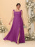 A-Line/Princess Square Neck Sleeveless Plus Size Bridesmaid Dresses With Side Slit & Ruffles