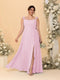 A-Line/Princess Square Neck Sleeveless Plus Size Bridesmaid Dresses With Side Slit & Ruffles