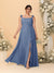 A-Line/Princess Square Neck Sleeveless Plus Size Bridesmaid Dresses With Side Slit & Ruffles