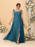 A-Line/Princess Square Neck Sleeveless Plus Size Bridesmaid Dresses With Side Slit & Ruffles