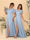 A-Line/Princess V-Neck Short Sleeves Long Chiffon Bridesmaid Dresses With Side Slit