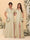 A-Line/Princess V-Neck Short Sleeves Long Chiffon Bridesmaid Dresses With Side Slit