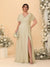 A-Line/Princess V-Neck Short Sleeves Plus Size Bridesmaid Dresses With Side Slit