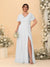 A-Line/Princess V-Neck Short Sleeves Plus Size Bridesmaid Dresses With Side Slit