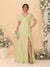 A-Line/Princess V-Neck Short Sleeves Plus Size Bridesmaid Dresses With Side Slit