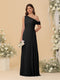 A-Line/Princess One-Shoulder Floor-Length Bridesmaid Dresses With Watteau Train