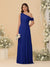 A-Line/Princess One-Shoulder Floor-Length Bridesmaid Dresses With Watteau Train