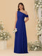 A-Line/Princess One-Shoulder Floor-Length Bridesmaid Dresses With Watteau Train