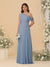 A-Line/Princess One-Shoulder Floor-Length Bridesmaid Dresses With Watteau Train