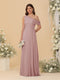 A-Line/Princess One-Shoulder Floor-Length Bridesmaid Dresses With Watteau Train