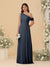 A-Line/Princess One-Shoulder Floor-Length Bridesmaid Dresses With Watteau Train