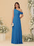 A-Line/Princess One-Shoulder Floor-Length Bridesmaid Dresses With Watteau Train