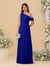 A-Line/Princess One-Shoulder Floor-Length Bridesmaid Dresses With Watteau Train