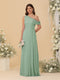 A-Line/Princess One-Shoulder Floor-Length Bridesmaid Dresses With Watteau Train