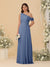 A-Line/Princess One-Shoulder Floor-Length Bridesmaid Dresses With Watteau Train