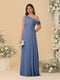 A-Line/Princess One-Shoulder Floor-Length Bridesmaid Dresses With Watteau Train