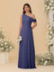 A-Line/Princess One-Shoulder Floor-Length Bridesmaid Dresses With Watteau Train