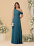 A-Line/Princess One-Shoulder Floor-Length Bridesmaid Dresses With Watteau Train