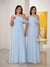 A-Line/Princess One-Shoulder Floor-Length Plus Size Bridesmaid Dresses With Watteau Train