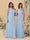 A-Line/Princess One-Shoulder Floor-Length Plus Size Bridesmaid Dresses With Watteau Train
