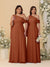 A-Line/Princess One-Shoulder Floor-Length Plus Size Bridesmaid Dresses With Watteau Train