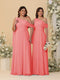 A-Line/Princess One-Shoulder Floor-Length Plus Size Bridesmaid Dresses With Watteau Train