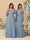 A-Line/Princess One-Shoulder Floor-Length Plus Size Bridesmaid Dresses With Watteau Train