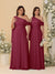 A-Line/Princess One-Shoulder Floor-Length Plus Size Bridesmaid Dresses With Watteau Train