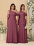 A-Line/Princess One-Shoulder Floor-Length Plus Size Bridesmaid Dresses With Watteau Train